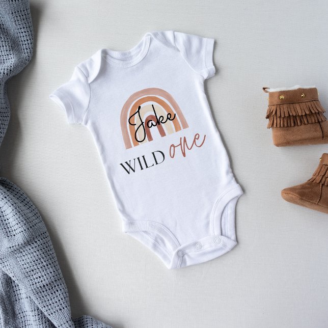 Body Wild One First Birthday Rainbow & Sun Personnalisé (Créateur téléchargé)