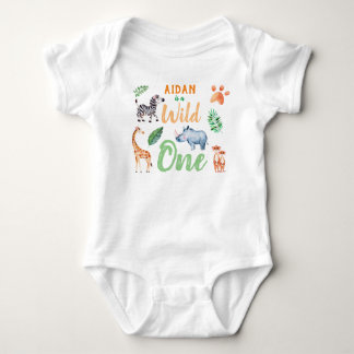 Body Wild One Personnalisé Safari Animal Anniversaire