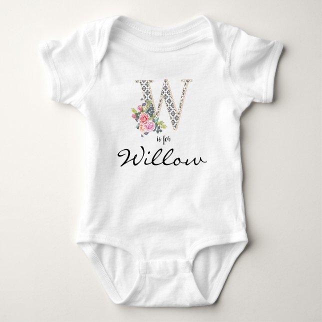 Body Willow Name Reveillez Floral Letter W Retro Flower (Devant)