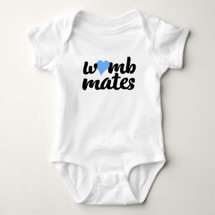 Body Womb Mates Blue Heart Twins Bodysuit