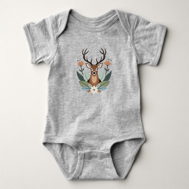 Body Woodland Harmony – Boho Deer Botanical Illustratio (Devant)