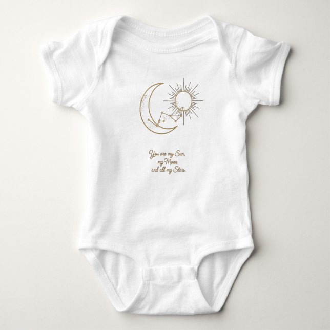 Body You are my Sun Moon and Stars Baby Bodysuit - Gold (Devant)