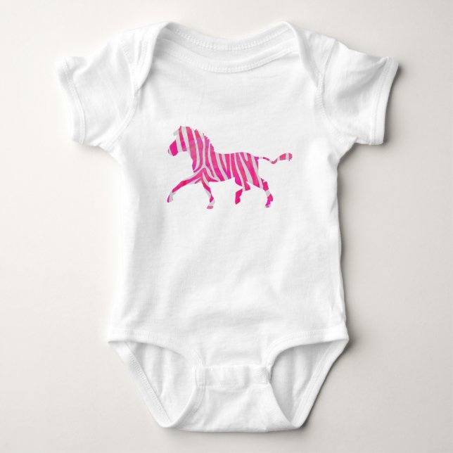 Body Zebra Hot rose et blanc Silhouette (Devant)