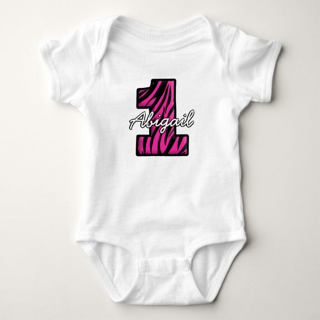Body Zèbre noir rose Un an bébé rameper (Devant)