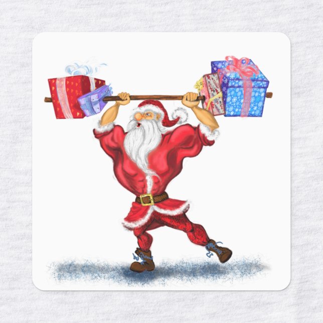 Bodybuilder Père Noël Cadeau Funny Étiquettes de N (Design 3)
