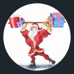 Bodybuilder Père Noël Funny Christmas Gift Sticker<br><div class="desc">Stickers avec Bodybuilder Santa Claus avec Cadeaux de Noël - Fun Cartoon Peinture Funny Collection - ou Choisissez / Ajouter Votre Unique Texte / Nom / Couleur - Fabriquez votre Sticker Cadeau Spécial - Redimensionnez et déplacez ou supprimez et ajoutez des éléments / du texte avec l'outil de personnalisation !...</div>