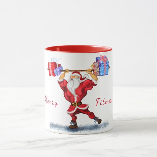 Bodybuilder Père Noël Funny Christmas Mug Cadeau (Centre)