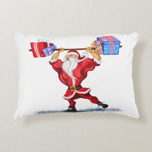 Bodybuilder Père Noël Funny Coussin de Noël (Devant)