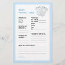 Bodysuit Baby shower Baby Predictions Card - bleu
