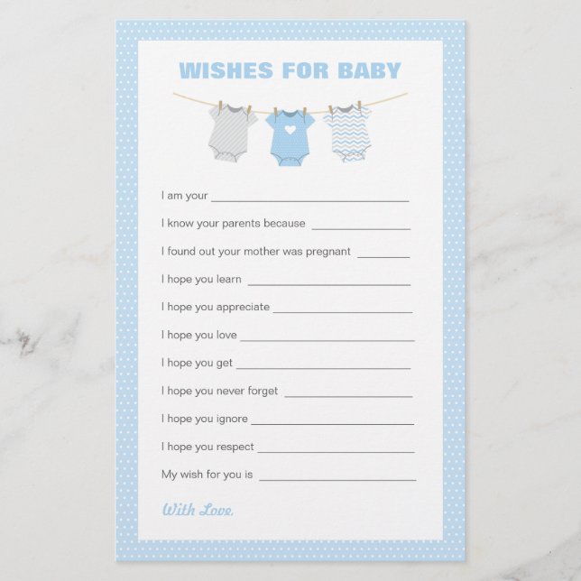 Bodysuit Baby shower Voeux pour bébé - Bleu (Devant)