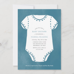 Bodysuit bleu minimaliste Baby shower Invitation