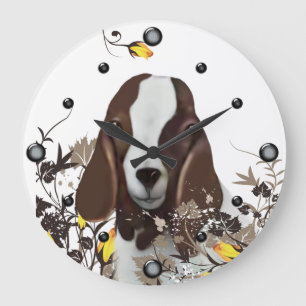 Boer Chèvre Peinture florale Horloge murale