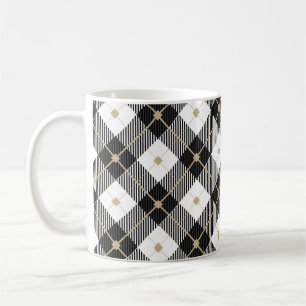 Boeuf noir blanc et or Plaid classique Mug