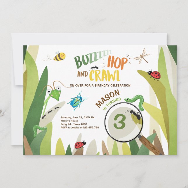 Bogue Invitation Anniversaire Insect Bugs Bogue (Devant)