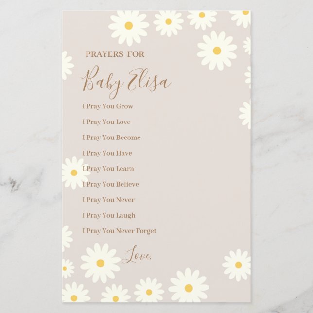 Bohemain Daisy Prières florales pour bébé (Devant)