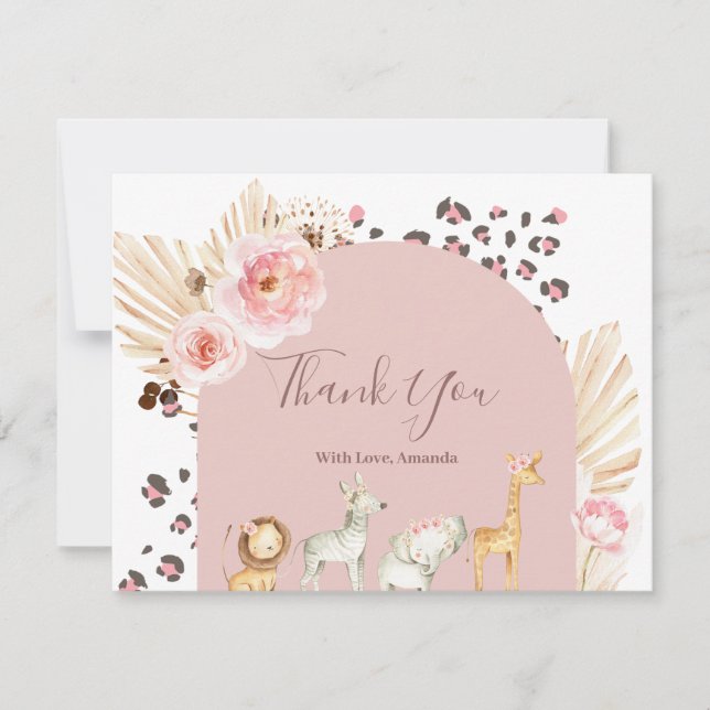 Bohème Bohème Bois animaux Carte de remerciements (Devant)