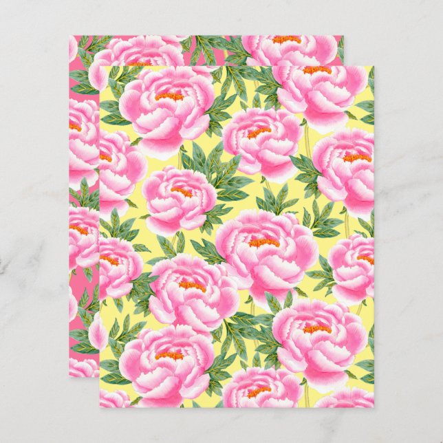 Bohème Chic Pink Peonies Motif papier de papier à  (Devant / Derrière)