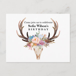 bohème, crâne taureau, invitation par carte postal