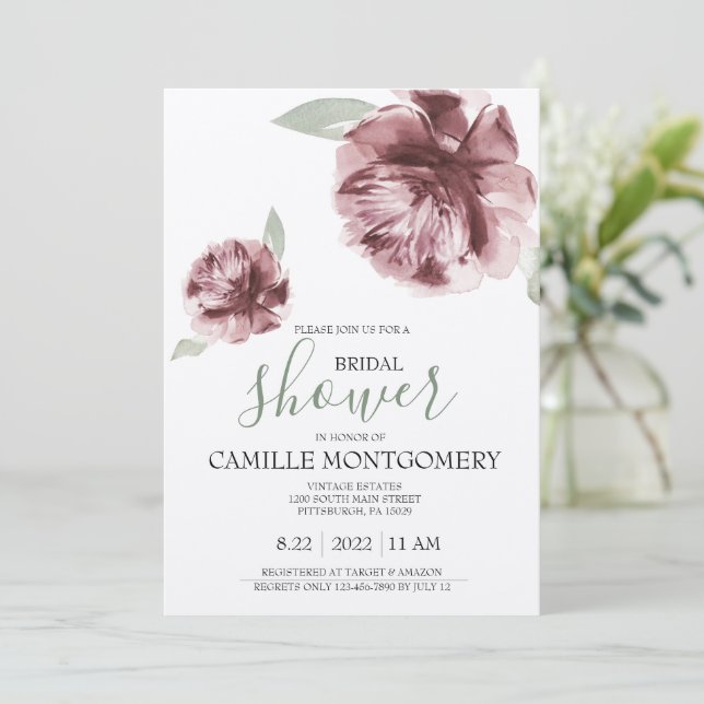 Bohême Dusty Rose Invitation de douche nuptiale (Debout devant)