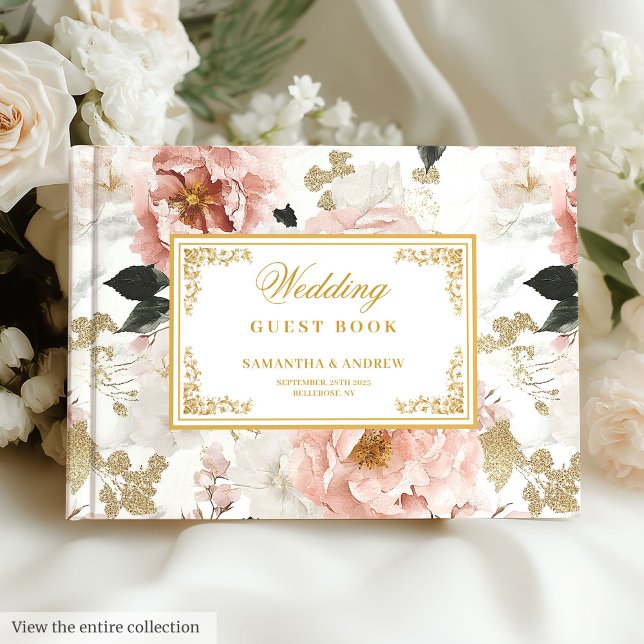 Bohème Dusty Rose or Aquarelle Livre d'invités (Bohemian Dusty Pink Gold Watercolor Guest Book

)