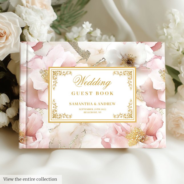 Bohème Dusty Rose or Aquarelle Livre d'invités (Bohemian Dusty Pink Gold Watercolor Guest Book

)
