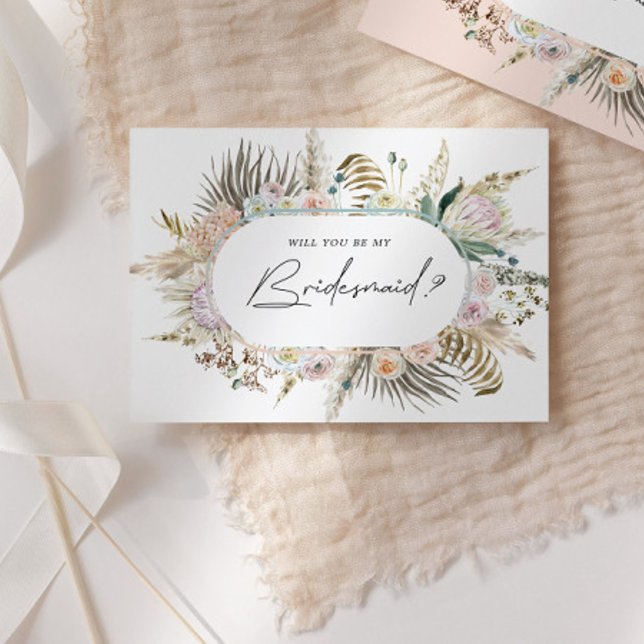 Bohème Élégant Floral Bridesmaid Invitation Post (Créateur téléchargé)