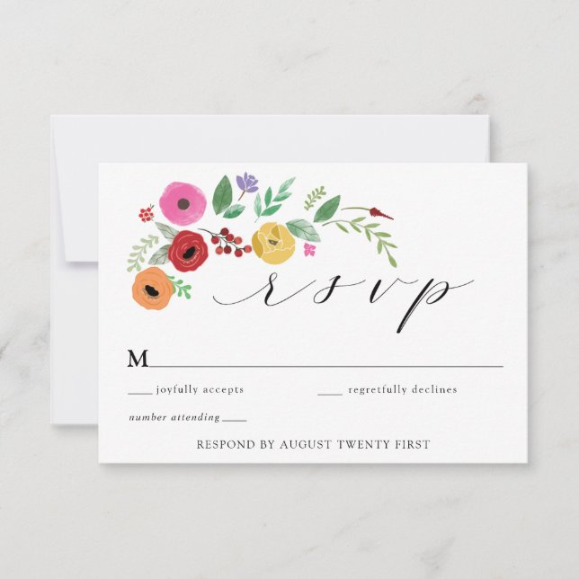 Bohème Floral Coloré carte boîtier RSVP (Devant)