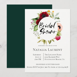 Bohème Floral Frame nuptiale de douche Invitation