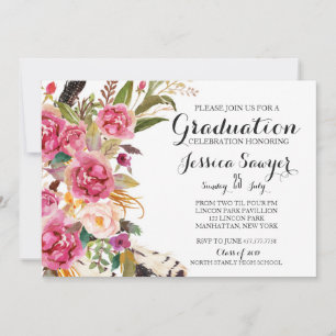 Bohême Floral Graduation party Invitation