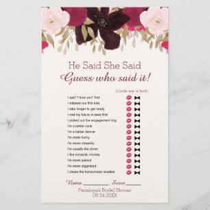 Bohème Floral Mariage Mot Recherche Jeu de douche