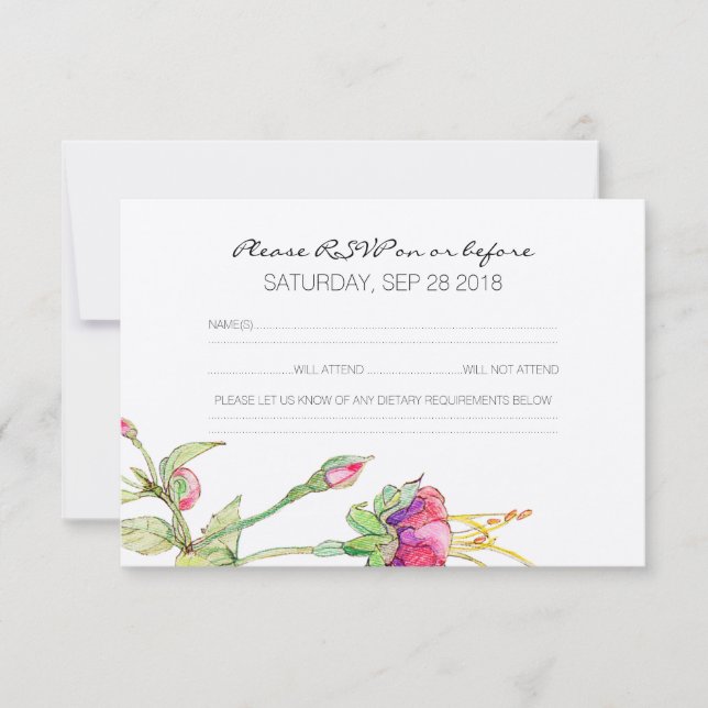 Bohème Floral Moderne Mariage Botanique Carte RSVP (Devant)