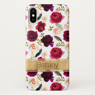Bohème Floral, Plumes Coque-Mate iPhone X Coque