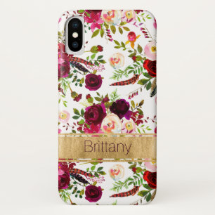 Bohème Floral, Plumes Coque-Mate iPhone X Coque