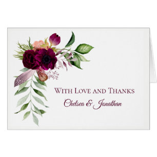 Bohème Floral Romance Mariage Merci Cartes