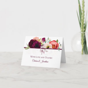 Bohème Floral Romance Mariage Merci Cartes