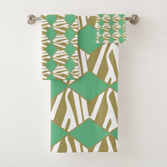 Bohème géométrique blanc, beige & turquoise (En situation)