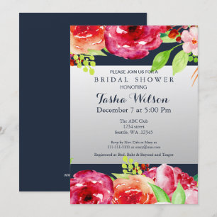 bohème marine argent floral moderne Invitation dou