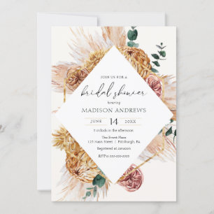 Bohême Pampas Grass nuptiale de douche Invitation