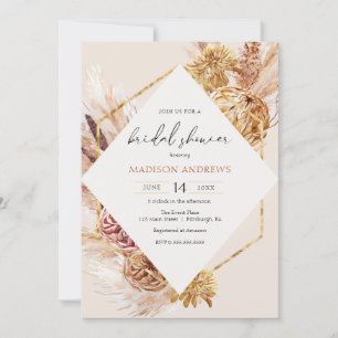 Bohême Pampas Grass nuptiale de douche Invitation