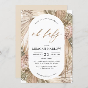 Bohême Pampas Grass Oh Baby shower Invitation