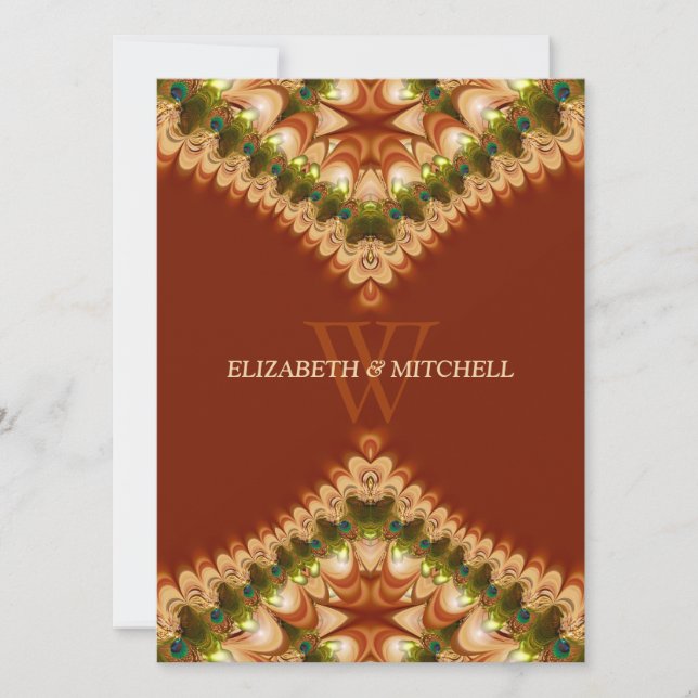 Bohême Peacock Dentelle Mariage Invitations (Devant)