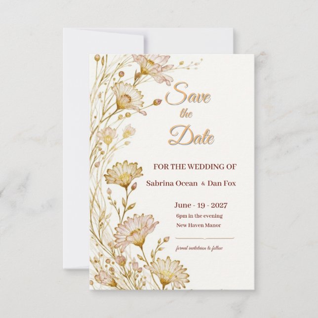 Bohemian, botanical style Save The Date (Devant)