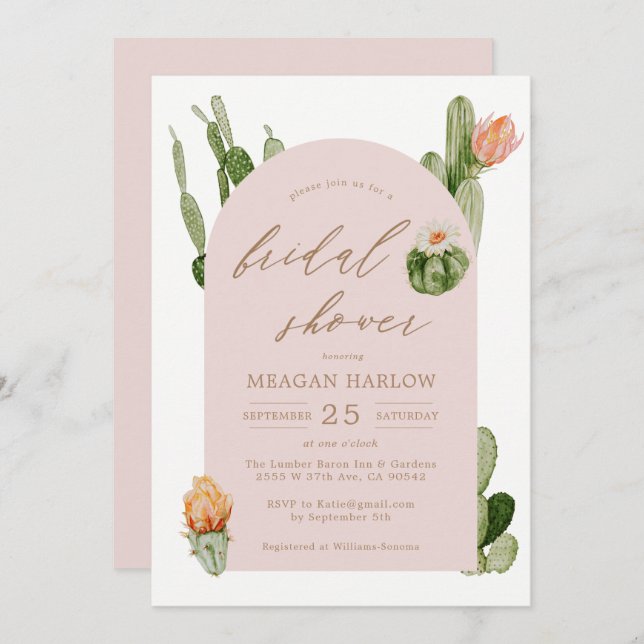 Bohemian Cactus Desert Bridal Show Invitation (Devant / Derrière)