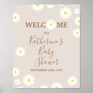 Bohemian Daisy Floral Baby shower Affiche de bienv