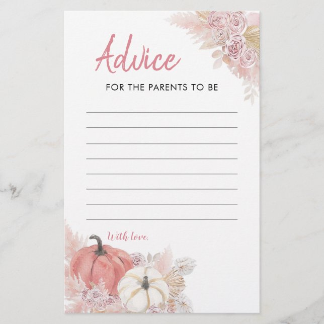 Bohemian Fall in Love Citrouille Advice Card (Devant)