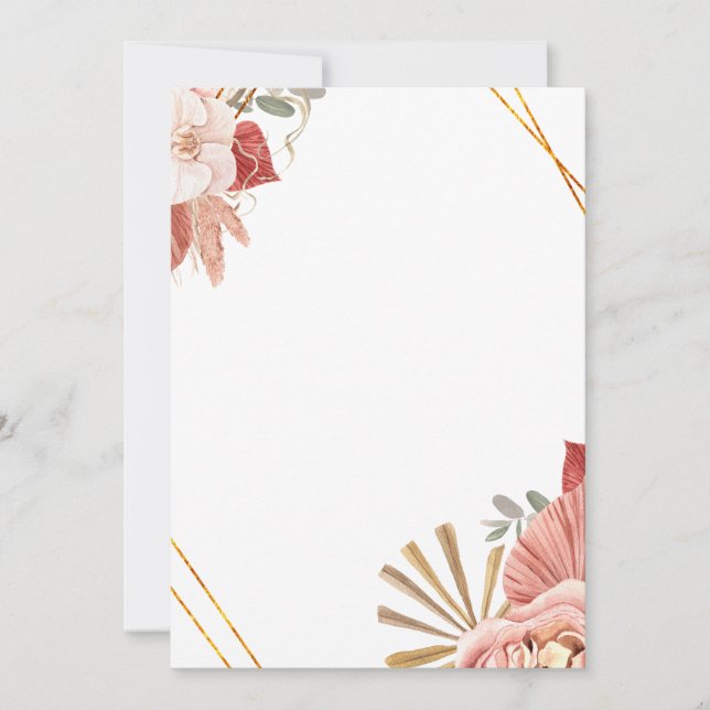 Bohemian Ornamental Florals Rose Invitation  (Devant)