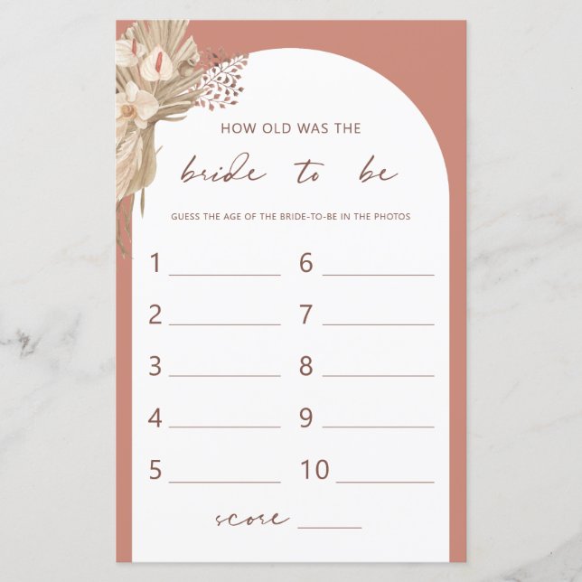 Bohemian Quel âge avait la mariée douche jeu (Devant)