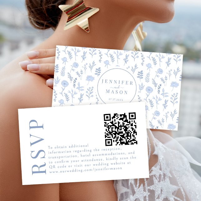 Bohemian Rustic Garden Wedding RSVP QR cartes de c (Créateur téléchargé)