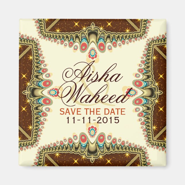 Bohemian Stars Annonce Mariage Date Magnet (Devant)