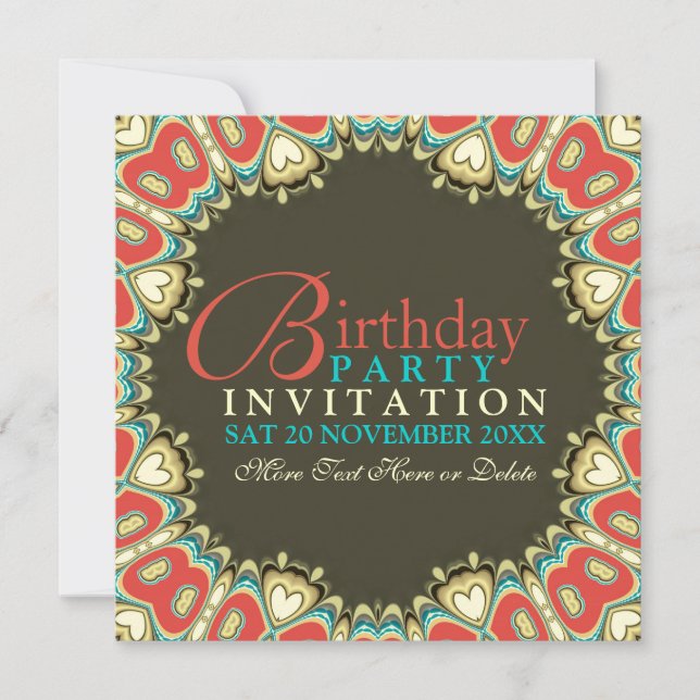 Bohemian Sweethearts Anniversaire Fête Invitations (Devant)